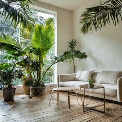 Fototapeta premium modern living room with palm