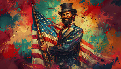 person with a flag, independence