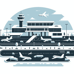 Naklejka premium vector of airport in white background 