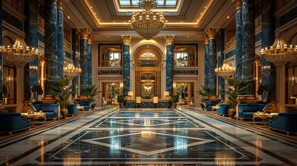 Naklejka premium Wide-angle view of a luxurious reception.