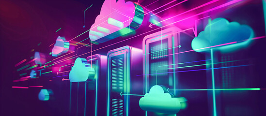 futuristic Cloud storage technology online server concept background