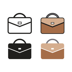 Briefcase icon set in trendy flat design.