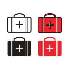 Briefcase icon set in trendy flat design.