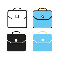 Briefcase icon set in trendy flat design.