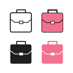 Briefcase icon set in trendy flat design.