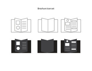 Brochure icons set. Outline set of Brochure vector icons for web design isolated on white background