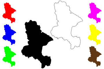 Ashfield Non-metropolitan district (United Kingdom of Great Britain and Northern Ireland, ceremonial county Nottinghamshire or Notts, England) map vector illustration, scribble sketch map