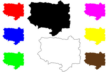 Basingstoke and Deane Non-metropolitan district, Borough (United Kingdom of Great Britain and Northern Ireland, ceremonial county Hampshire or Hants, England) map vector illustration, scribble sketch