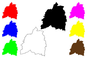 Bassetlaw Non-metropolitan district (United Kingdom of Great Britain and Northern Ireland, ceremonial county Nottinghamshire or Notts, England) map vector illustration, scribble sketch map