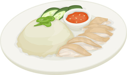 Hainanese Chicken Rice Illustration