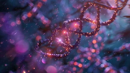 Biotech research on cancer treatment, DNA sequencing, holographic interface, advanced technology, vibrant colors, photorealistic