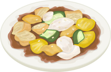 Malaysian Food Rojak Illustration