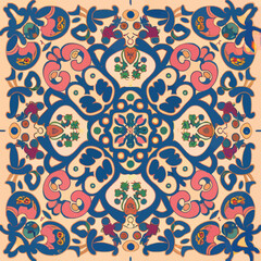 2d vector illustration colorful vintage Seamless hi res Portuguese tiles abstract Artwork
