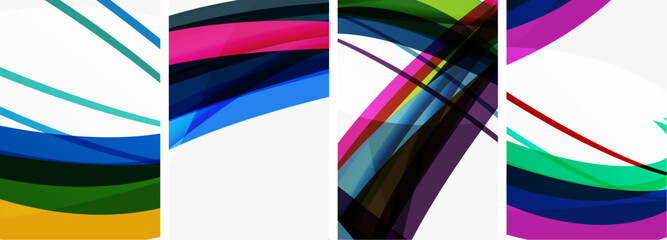 Colorful wave lines poster set for wallpaper, business card, cover, poster, banner, brochure, header, website
