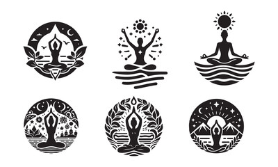 yoga vector logo icon illustration silhouette