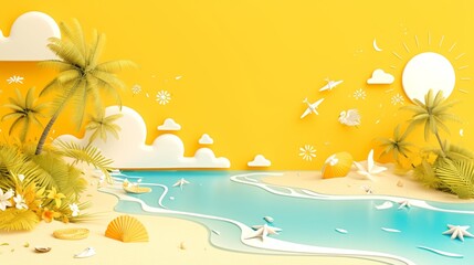 Obraz premium relaxation on the beach, beach with palm trees, sea, horizon, sunsets.