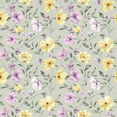 Floral variety color, form natural, seamless fabric pattern.