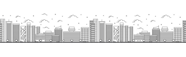 Seamless pattern with outline Phoenix Arizona City Skyline. Modern Buildings Isolated on White. Phoenix USA Cityscape with Landmarks.