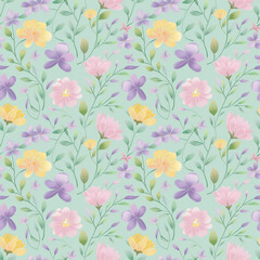 Floral variety color, form natural, seamless fabric pattern.