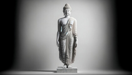 Standing marble Buddha Generative AI