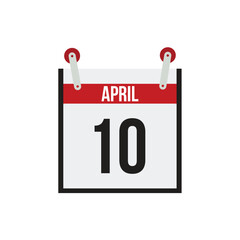 April 10. Calendar on white background.