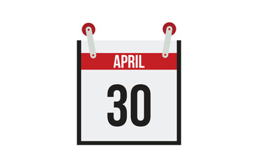 April 30. Calendar on white background.