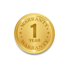 1 Year Warranty. Warranty Sign. Vector Illustration Isolated on White Background. 