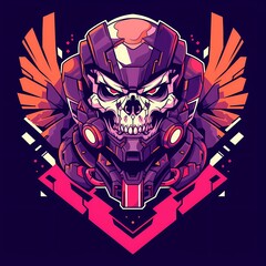 Angry skull characters mascot illustration, vector logo style, e-sport gamer t-shirt design, on isolated background.