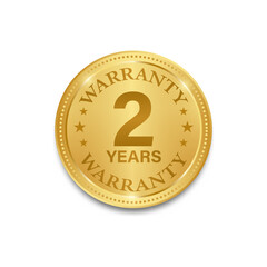 2 Years Warranty. Warranty Sign. Vector Illustration Isolated on White Background. 