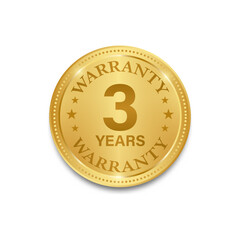 3 Years Warranty. Warranty Sign. Vector Illustration Isolated on White Background. 