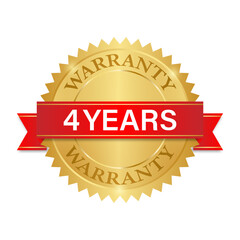 4 Years Warranty. Warranty Sign. Vector Illustration Isolated on White Background. 