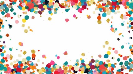 Obraz premium Colorful confetti border frame repeat pattern. Great for a birthday party or an event celebration invitation or decor. Surface pattern design. 