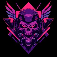 Angry skull characters mascot illustration, vector logo style, e-sport gamer t-shirt design, on isolated background.