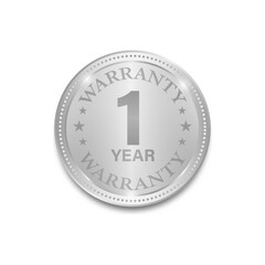 1 Year Warranty. Warranty Sign. Vector Illustration Isolated on White Background. 