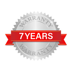 7 Years Warranty. Warranty Sign. Vector Illustration Isolated on White Background. 