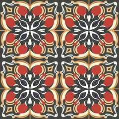 Fototapeta premium 2d vector illustration colorful vintage Seamless hi res Portuguese tiles abstract Artwork 