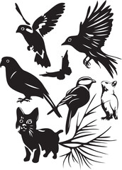 Animal Silhouette logos Clipart on white background 