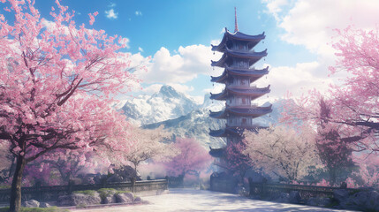 chinese temple in the forest