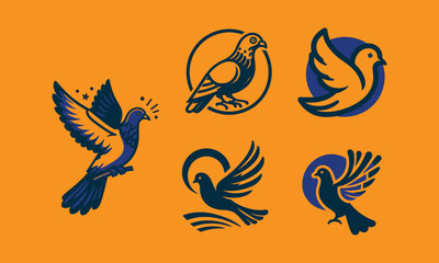 pigeon vector logo icon illustration bundle