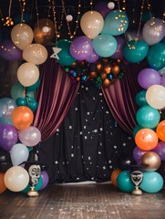 Gratulation backdrop with balloons 