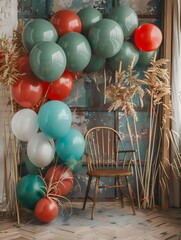 Gratulation backdrop with balloons for agriculture