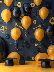 Gratulation backdrop with balloons for Engineer 