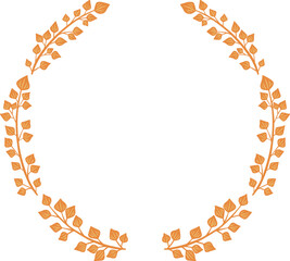 Abstract Autumn plant bunch of leaves wreath illustration for decoration on vintage style, garden and nature concept.