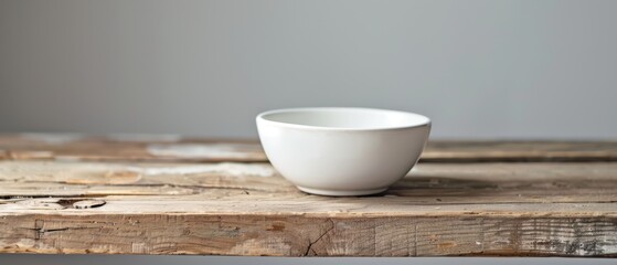 White ceramic bowl on a wooden table, minimalism, clean and simple, easy on the eyes