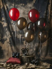Gratulation backdrop with balloons of explorer