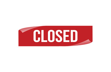 Red banner Closed on white background.