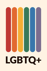 Happy pride day. LGBTQ+ poster. Rainbow background. Holiday party invitation. Retro vector illustration