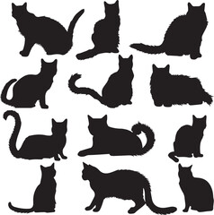 Cat collection black silhouettes 