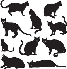 Cat collection black silhouettes 