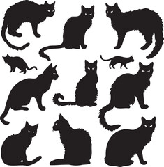 Cat collection black silhouettes 